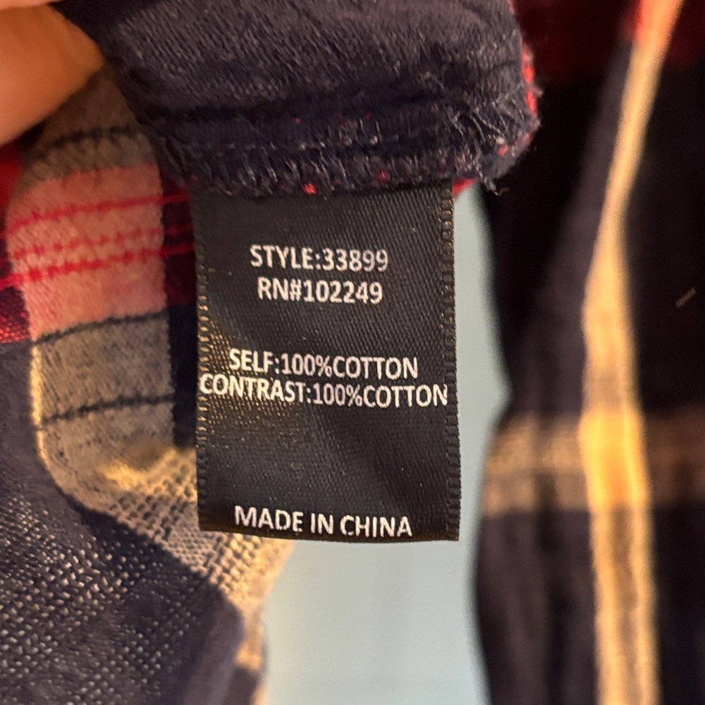 Skies Are Blue‎ Navy and Red Plaid Shirt - Picture 5 of 7